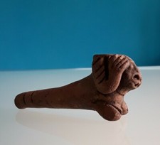 Pipa artigianale in terracotta, vintage, lunghezza 11 cm.