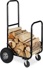Carrello per Legna, Da Trasposto, in Acciaio, 2 Pneumatici E 2 Ruote, Capacità D