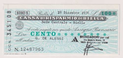 Miniassegni biella 100 - biella, lire