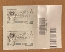 Leonardo Da Vinci nuovo 2 Valori A €2,90 Codice A Barre