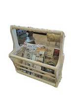 PORTARIVISTE LEGNO BIANCO SHABBY CHIC DECORATO 43x23 H 50 cm