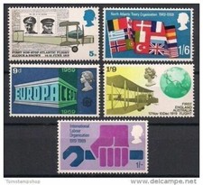 GB 1969 Aereo Primo Volo Atlantico Bandiere Europa NATO Organizzazione ONU Lavoro MNH