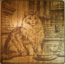 Pirografia Laser: Gatto sul tavolo di casa sua!!!