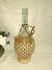 GRAZIOSO FIASCO VETRO  DECORATIVO  H CM 33 Impagliatura sintetica diam base 10