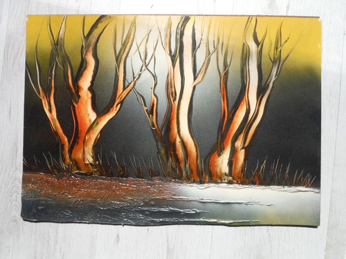 Quadro dipinto vintage alberi - quadro,