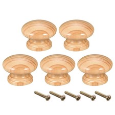 Round wood knobs, 5pcs 35mm