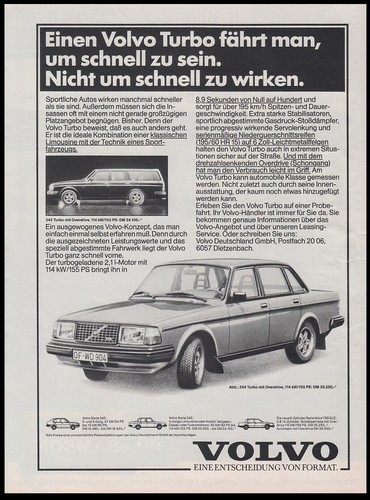 Volvo 240 turbo pubblicità - turbo,