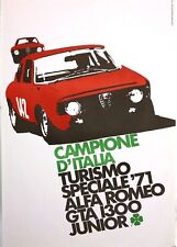 1971 * Manifesto Poster Originale "Alfa Romeo GTA 1300 Junior - Campione D'Itali