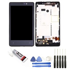 VITRE TACTILE +ECRAN LCD SUR CHASSIS POUR NOKIA LUMIA 820 NOIR+OUTILS+COLLE