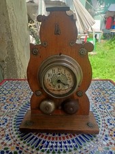 OROLOGIO DA CAMINO 1900 LIBERTY NN 4 LEGNO E DECORAZIONI METALLICHE