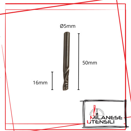 Fresa elicoidale ø5x16x50 z1f - Ø5x16x50,