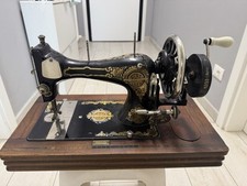 Macchina da Cucire Antica Singer - Vintage con Base in Legno - Decorata