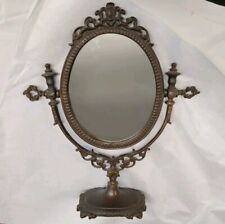 Antico specchio inclinabile da tavolo in Ottone anticato Fusione Metallo