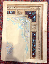 antico disegno acquerellato progetto soffitto antique drawing, alte Zeichnung