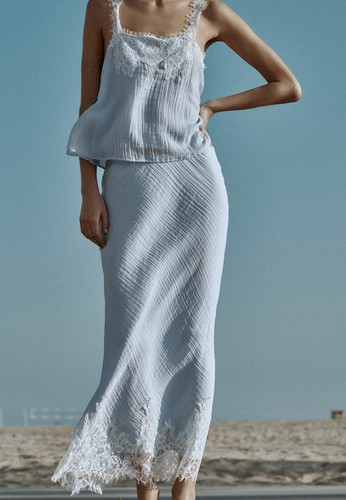 Gonna midi zara blu pizzo - midi,