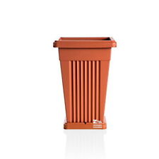 VASO FIORIERA PIRAMIDE CM 40X40X59 H QUADRATO ALTO CON SOTTOVASO TERRACOTTA