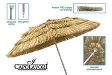 Ombrellone Mare Spiaggia Rafia Paglia con Snodo 8 Stecche 200 cm