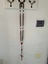 ROSARIO GRANDE GIGANTE  DA MURO CON GRANI IN LEGNO Lunghezza CM 130 circa