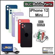 VETRO SCOCCA IPHONE 12 MINI BACK COVER BIG HOLE COPRI BATTERIA APPLE BIANCO NERO