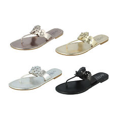 Donna F0391 Infradito Piatto Estate Sandali Pantofole By SPOT ON Retail Prezzo