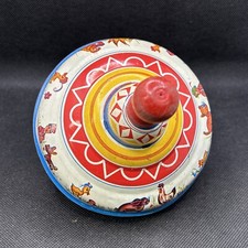 Rarissima Trottola In Latta 14cm funzionante Anni60 Animali Italy Pom. Legno
