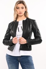 Giubbotto donna in pelle collo