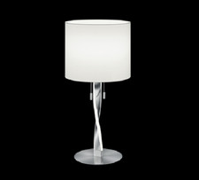 Lampada Tavolo Studio Led Paralume Bianco Asta Illuminata Acciaio Nandor GD Trio