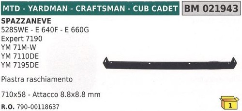 Piastra raschiamento 710x80mm