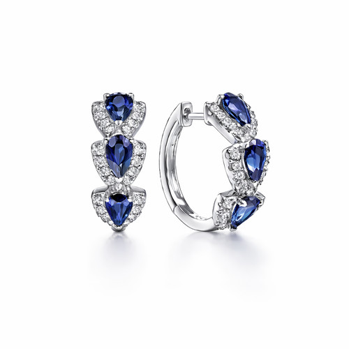 925 silber creolen mit - silber, blauem