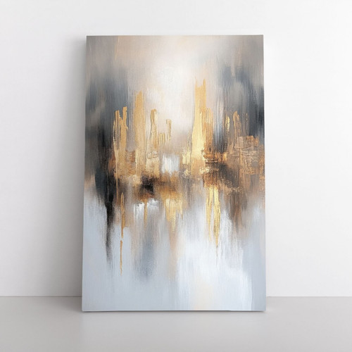 Quadro astratto grigio oro