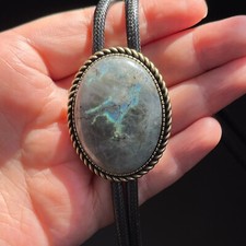 Cravatta uomo pietra labradorite naturale bolo cowboy vintage lega corda cerata matrimonio