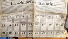 [ritaglio clipping] 1991 TARANTO La Smorfia Tarantina Tavola grafica da 1 a 90