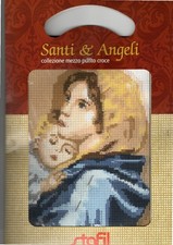 KIT STAFIL SANTI E ANGELI "MADONNA DEL RIPOSO" TELA MEZZO PUNTO STAMPATA + FILI