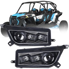 Pair Black Dual LED Headlights