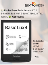 📚 PocketBook Basic Lux 4 - 6 pollici e-reader 8 GB Wifi e-book 758 x 1024 tab tablet