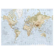 IKEA PREMIAR Mappa del Mondo Atlante Tela e Cornice Alluminio 78" Quadro Grande Arte
