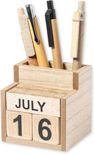 Calendario Perpetuo Da Tavolo in Legno MDF Dal Design Vintage Con Data Sostituib