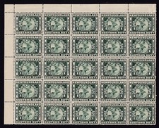 Terranova, francobolli doganali, blocco di 25 come nuovi mai incernierati