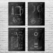 Bar Patent Wall Art Set di 4