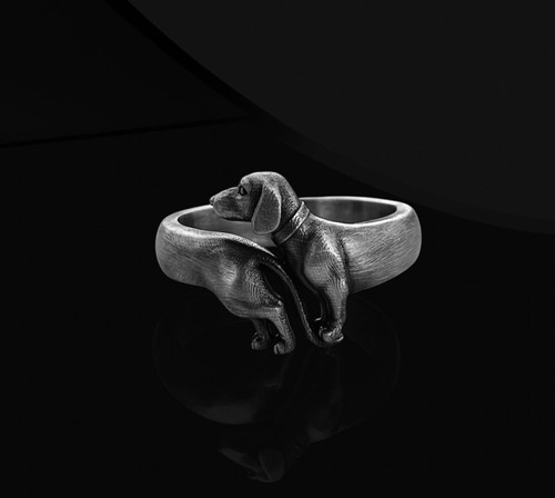 Anello uomo bassotto cane - anello,