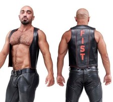 Gilet uomo pelle pugno nero