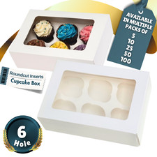 Scatole per cupcake 6 fori con finestra trasparente e inserti in confezione da 5, 10, 25, 50, 100