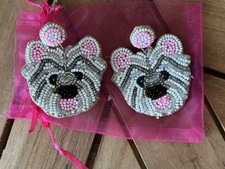 NUOVI orecchini Shih Tzu con perline fatti a mano cane 2”x2”