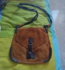 Borsa tracolla Carpisa in vera pelle scamosciata marrone