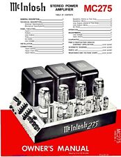 Manuale di istruzioni - Owner's Manual per McIntosh MC 275 