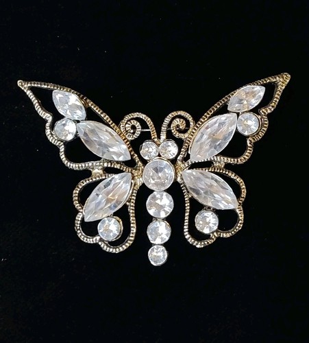 Spilla farfalla vintage strass