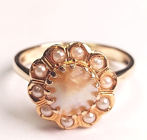 Anello con madreperla - , e
