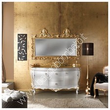 Mobile Bagno Stile Barocco Doppio  Lavabo Top Cristallo Con Swarovski Bombato 