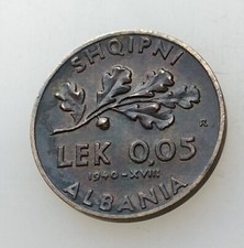 MONETA REGNO V.E.III 0,05 LEK 1940 XVIII ALBANIA,BRONZITAL 3 GRAMMI
