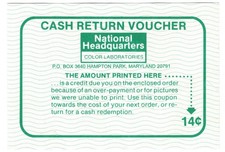 Buono restituzione contanti 14 centesimi vintage colori laboratori foto pellicola pagamento in eccesso